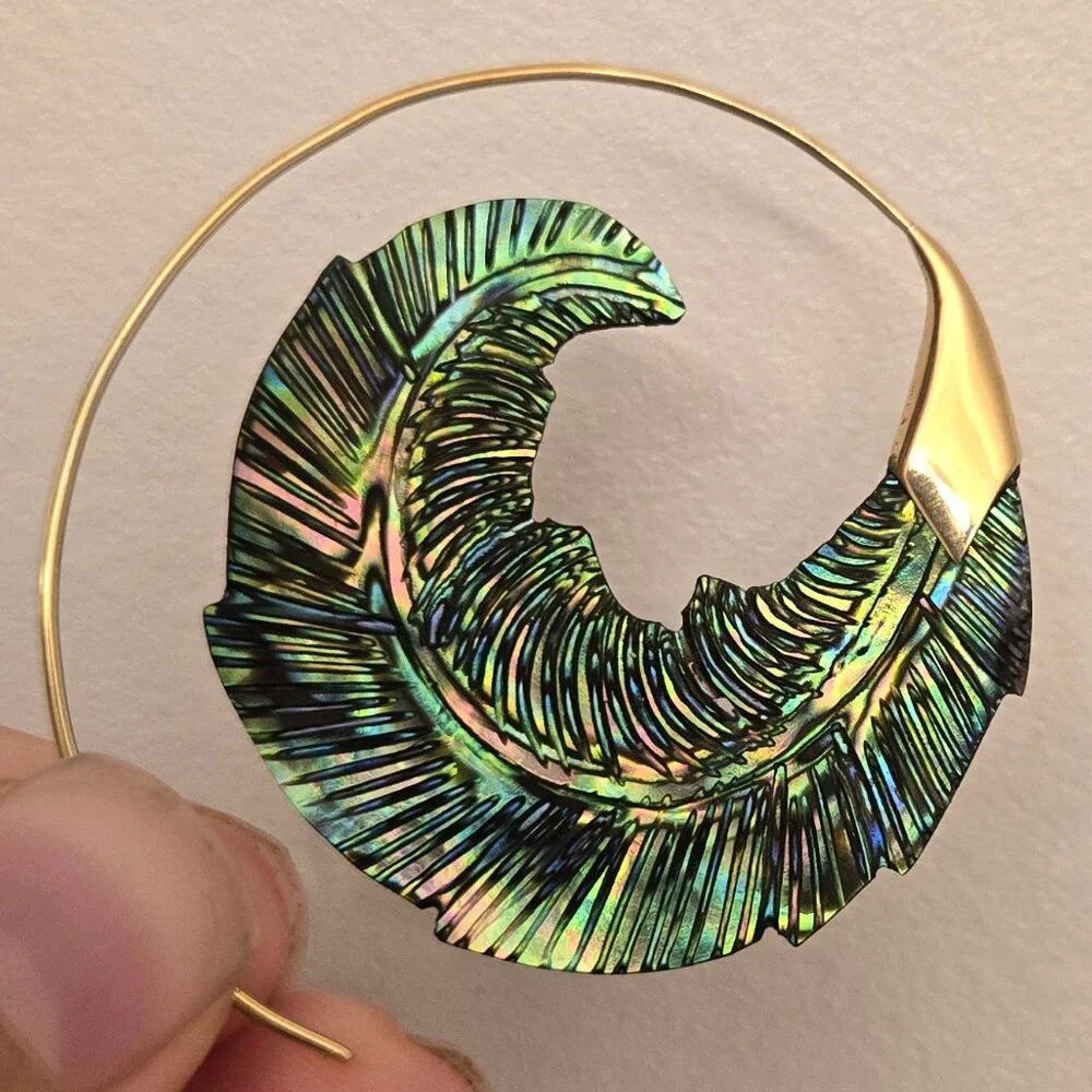 Abalone Sea Shell Hoop Earring (single) - Picture 4 of 10